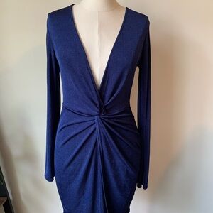 Elegant Blue Long Sleeve Dress